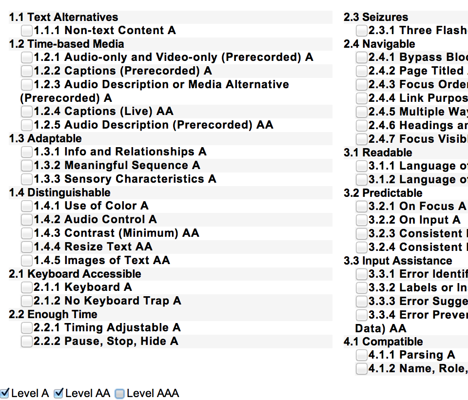 wcag checklist