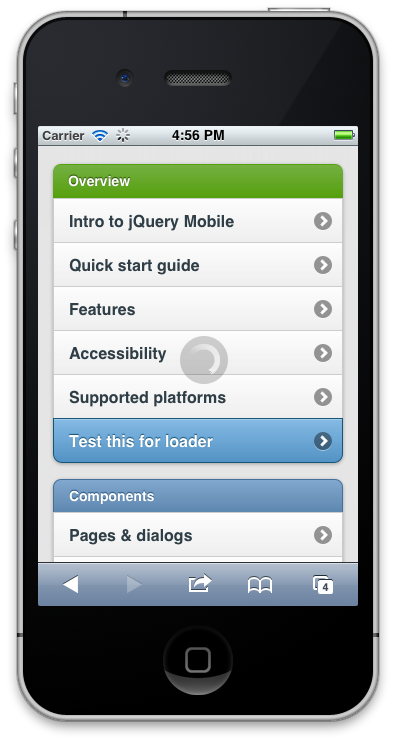 Example of jQuery Mobile on the iPhone.