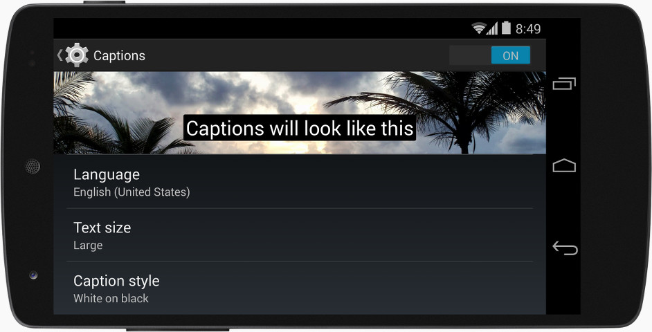 Android 4.3. Кнопка субтитры андроид. Android caption Bar. Small Size capture.