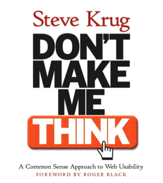 bookcover for Steve Krug's usability book, don't make me think