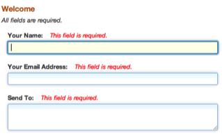 jQuery Validation Plugin in action on a simple contact form.