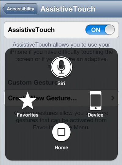 assistive touch siri, favorites, device, home button