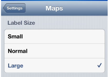 maps label size settings