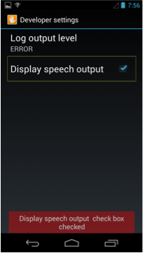 talkback developer settings screen
